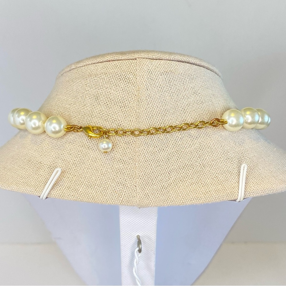 Hand Knotted Faux Pearl Glass Bead Necklace Gold Tone Clasp Adjustable Ivory - Picture 4 of 11